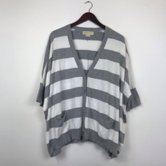 Michael Kors Small Cardigan Striped Gray Sweater - Picture 1 of 8